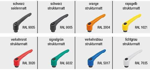 Klemmhebel Stahl mit Innengewinde, Gewindeeinsatz Stahl brüniert