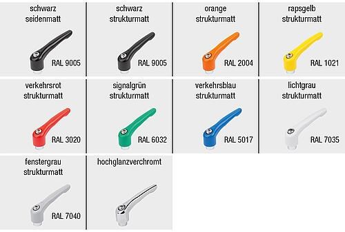 Klemmhebel Zinkdruckguss mit Innengewinde, Gewindeeinsatz Stahl blau passiviert