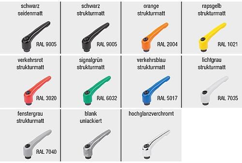 Klemmhebel Zinkdruckguss mit Innengewinde, Gewindeeinsatz Stahl brüniert