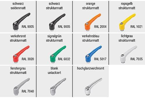 Klemmhebel Zinkdruckguss mit Innengewinde, Gewindeeinsatz Edelstahl