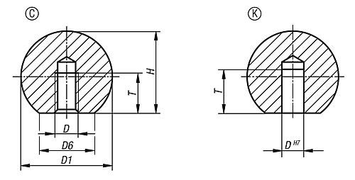 Kugelknöpfe 
Edelstahl oder Aluminium DIN 319