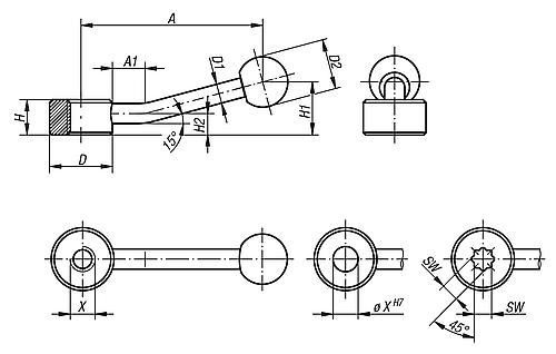 Spannhebel flach 