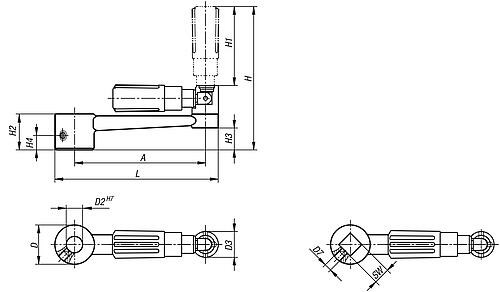 Handkurbeln Aluminium 
mit Zylindergriff umlegbar