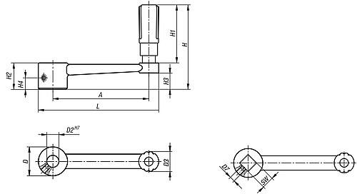 Handkurbeln Aluminium 
mit Zylindergriff drehbar