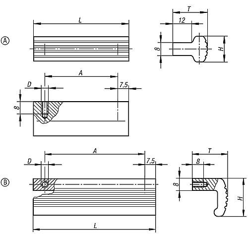 Profilgriffe Aluminium geriffelt