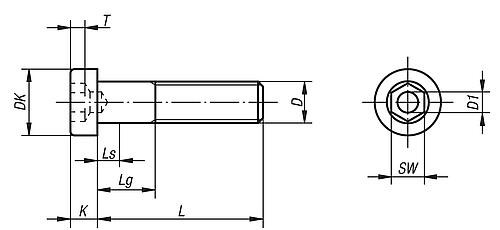 Zylinderschrauben mit Innensechskant, niedriger Kopf 
DIN 6912