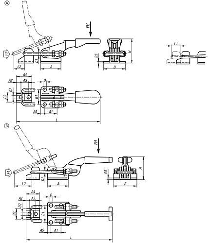 Bügelspanner horizontal 
mit Gegenhalter