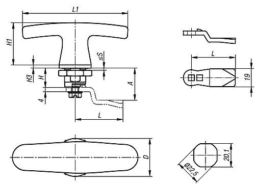 Drehriegel mit T-Griff 
im Hygienic DESIGN