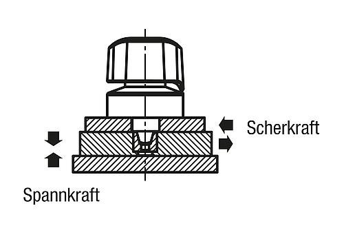 Arretierbolzen Stahl mit Drehbetätigung, Drehkopf Kunststoff und konischem Arretierstift